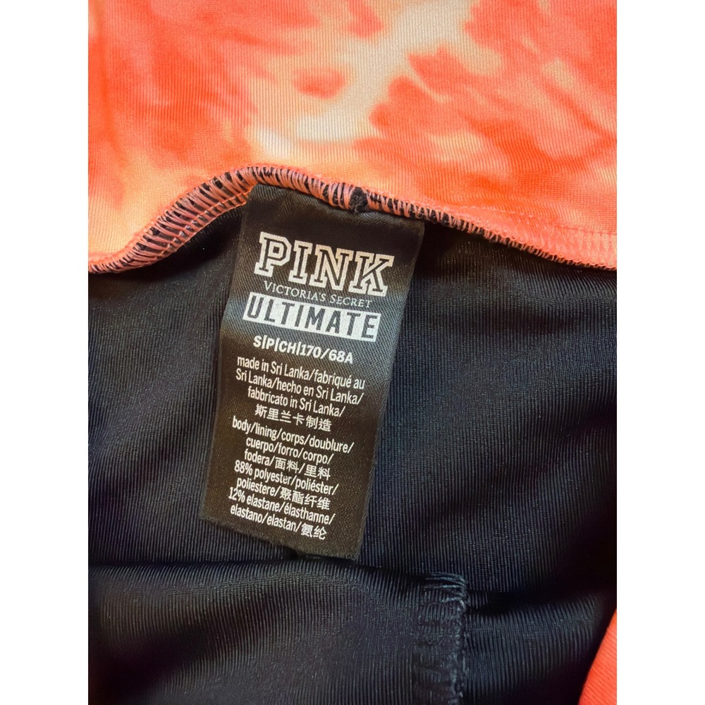 PINK Victoria's Secret Ultimate Yoga Shorts Black Orange Tie Dye Small S - Picture 3 of 7